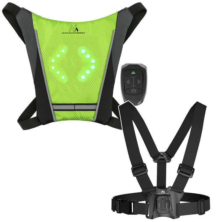 Rucsac cu lumină de semnalizare LED, telecomandă, rezistență la apă: telecomandă IPx5, rucsac IPX2 + bretele universale pentru sport, pentru telefon, aparat foto, camere GoPro și altele, mâner rotativ, MC-294