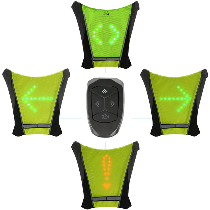 Rucsac cu lumină de semnalizare LED, telecomandă, impermeabil: telecomandă IPx5, rucsac IPX2 + ham pentru telefon sportiv Maclean, universal, MC-446