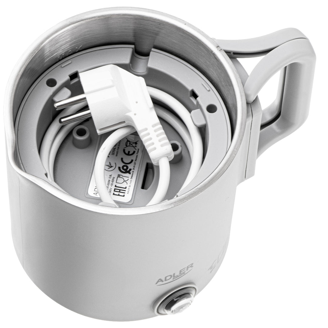 Ceainic electric Adler, ceainic de călătorie, pereți dubli, capacitate 0,8 l, putere maximă 650 W, gri, AD 1388
