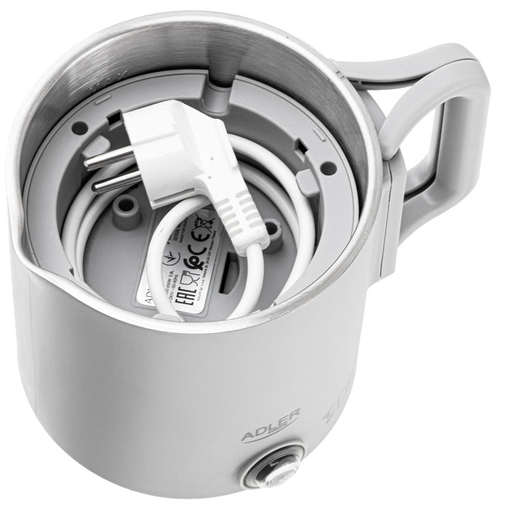 Ceainic electric Adler, ceainic de călătorie, pereți dubli, capacitate 0,8 l, putere maximă 650 W, gri, AD 1388