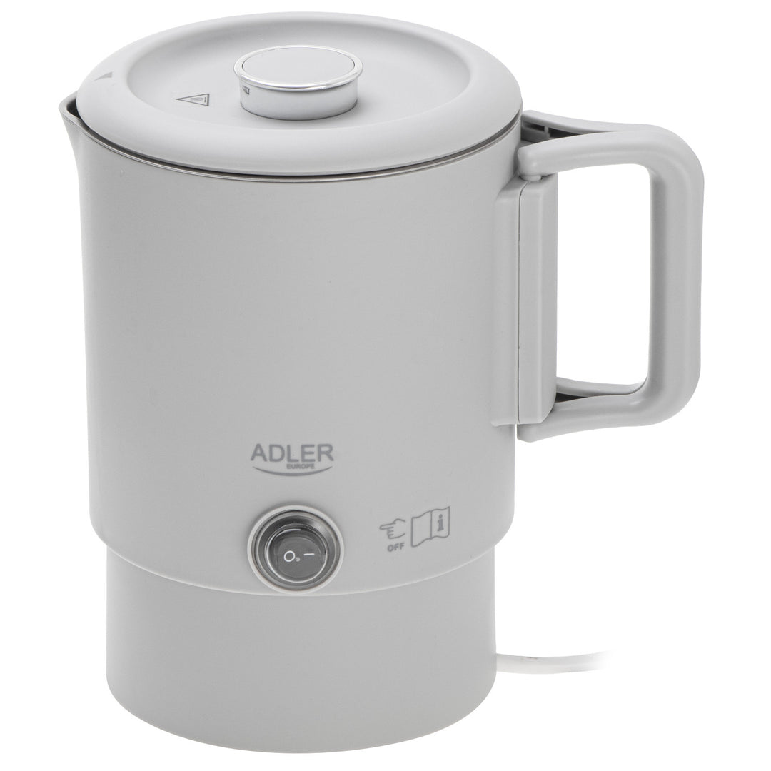 Ceainic electric Adler, ceainic de călătorie, pereți dubli, capacitate 0,8 l, putere maximă 650 W, gri, AD 1388
