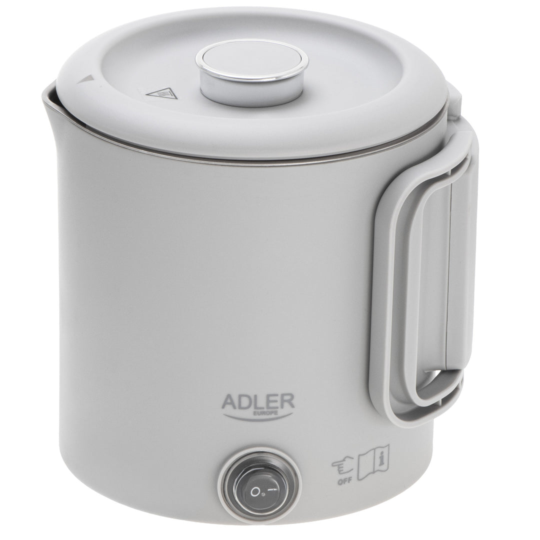 Ceainic electric Adler, ceainic de călătorie, pereți dubli, capacitate 0,8 l, putere maximă 650 W, gri, AD 1388