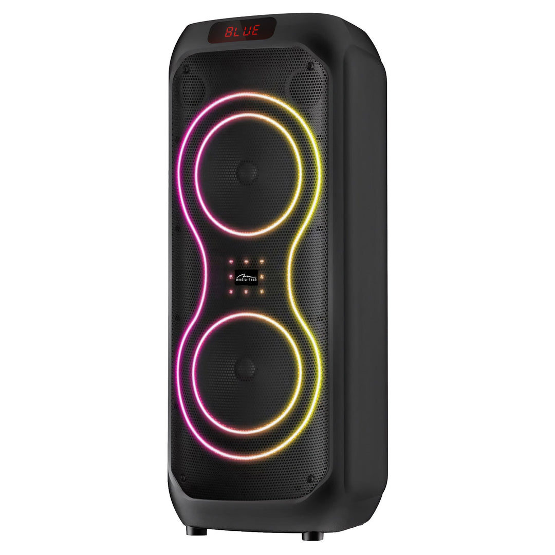 Difuzor Bluetooth mare, 120 W RMS/1400 W PMPO, două difuzoare de 8", egalizator, funcție karaoke, carduri MP3/microSD, USB, AUX, BT 5.3+EDR, afișaj, LED, baterie încorporată, telecomandă, MT3185