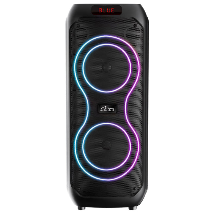 Difuzor Bluetooth mare, 120 W RMS/1400 W PMPO, două difuzoare de 8", egalizator, funcție karaoke, carduri MP3/microSD, USB, AUX, BT 5.3+EDR, afișaj, LED, baterie încorporată, telecomandă, MT3185