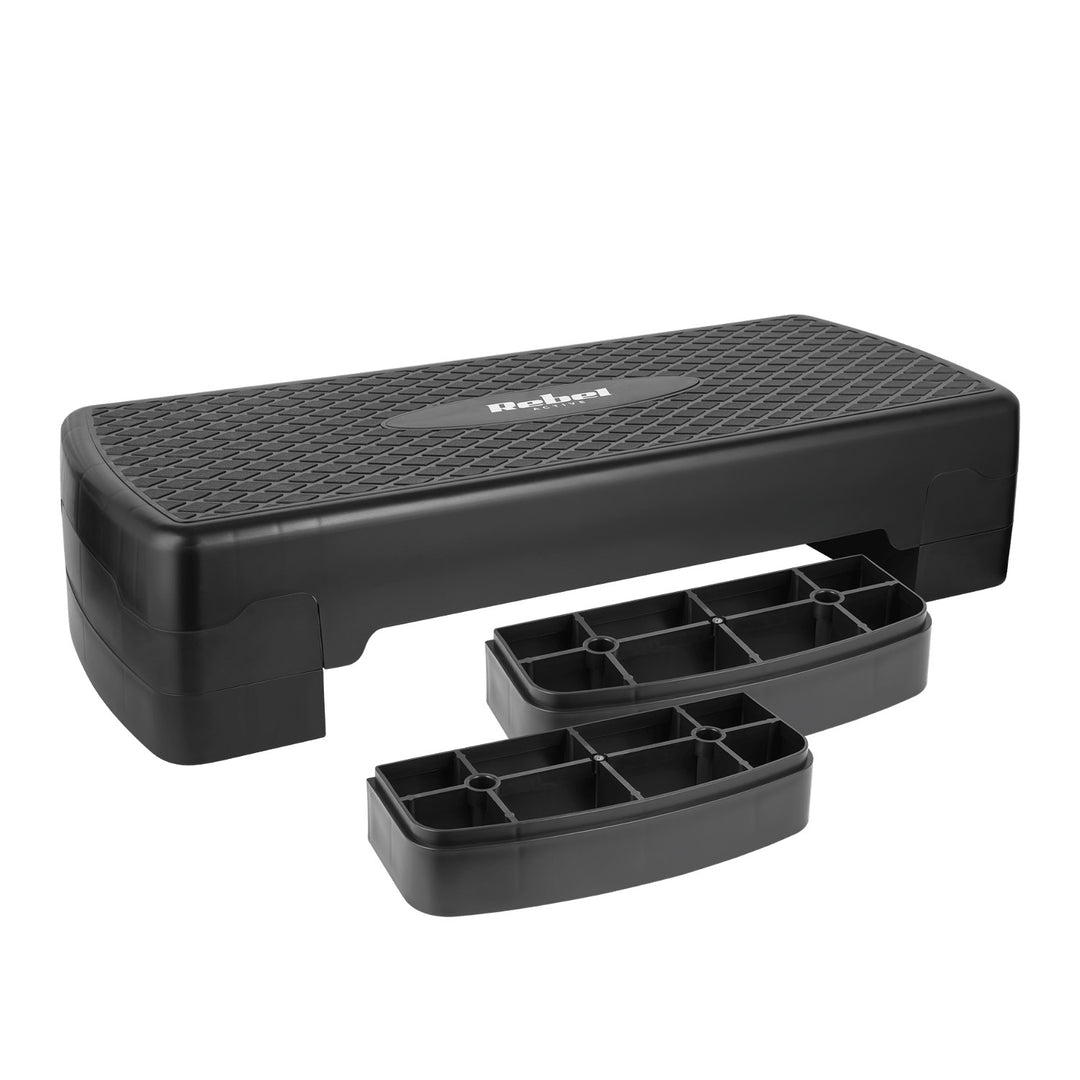 Rebel Active aerobic și fitness step, 3 trepte, 68 cm, negru, RBA-3227-BK