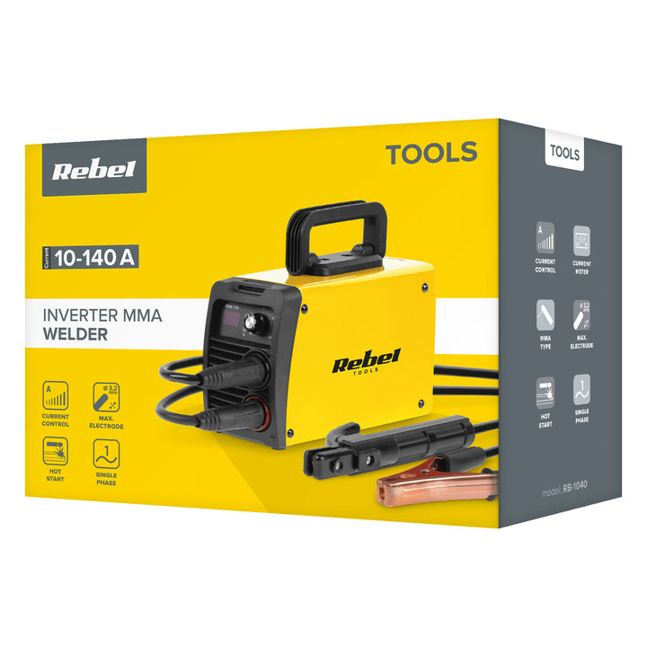 Aparat de sudură Rebel, MMA, afișaj LED, IP21S, 10–140 A, RB-1040