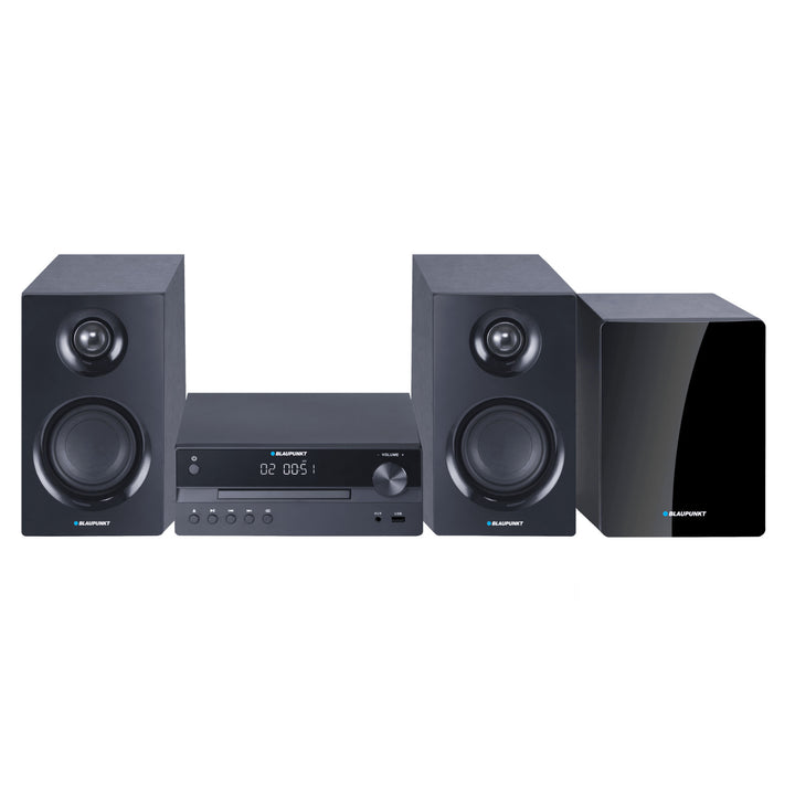 Sistem audio compact Blaupunkt, putere de 240 W, HDMI/CD/USB/FM/BT/PLL, egalizator parametric, afișaj LED, ceas și alarmă, negru, MS55SUB