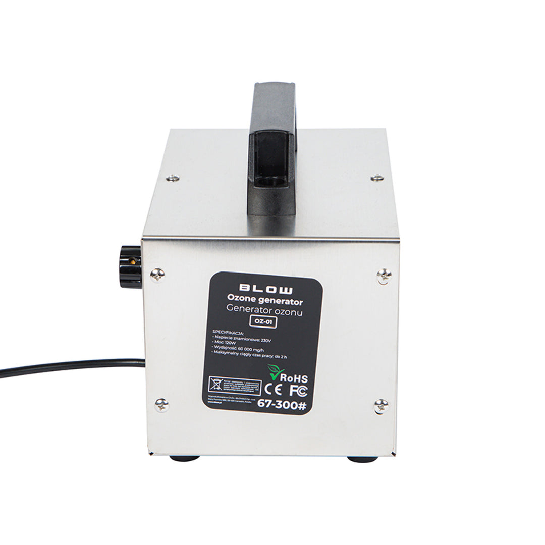 Generator de ozon cu suflare, capacitate 60.000 mg/h, putere 120 W, consum redus de energie, cablu lung, timp de funcționare reglabil, 4 plăci de ozonare, 67-300#