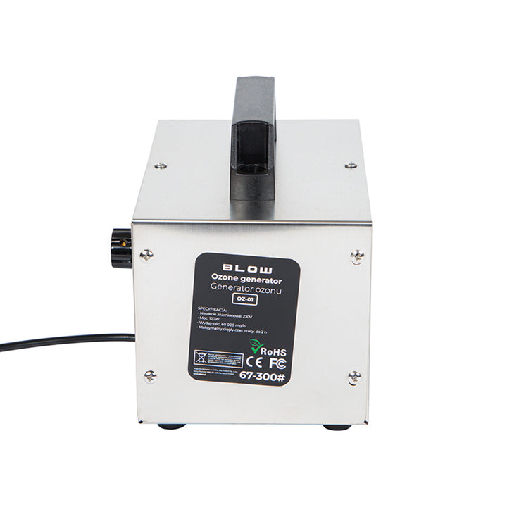 Generator de ozon cu suflare, capacitate 60.000 mg/h, putere 120 W, consum redus de energie, cablu lung, timp de funcționare reglabil, 4 plăci de ozonare, 67-300#