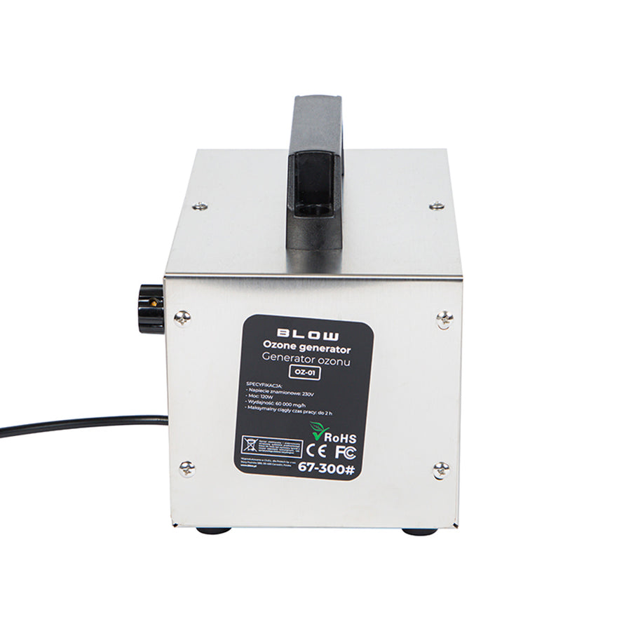 Generator de ozon cu suflare, capacitate 60.000 mg/h, putere 120 W, consum redus de energie, cablu lung, timp de funcționare reglabil, 4 plăci de ozonare, 67-300#