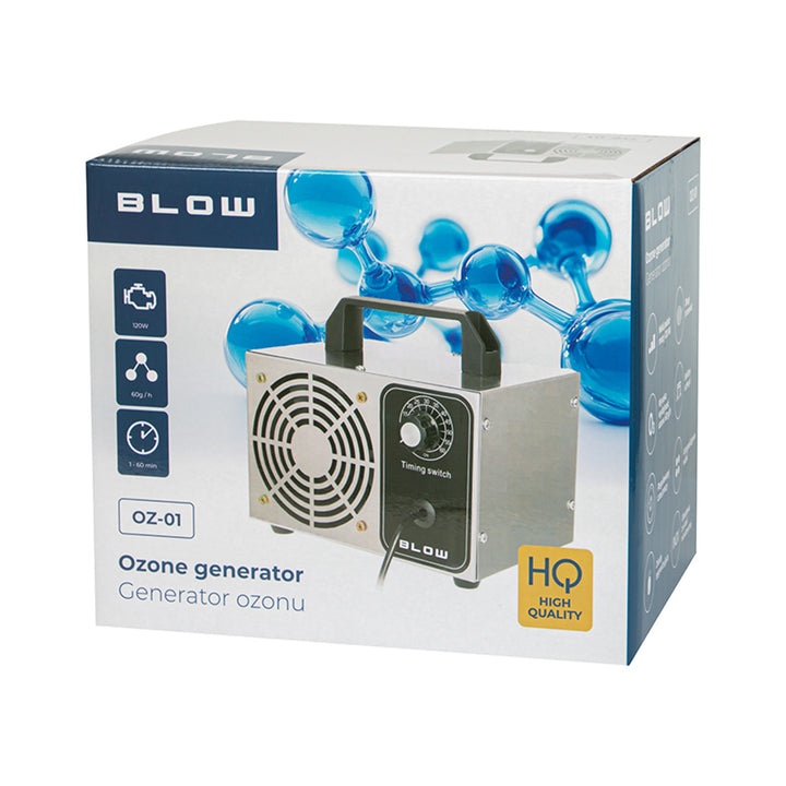 Generator de ozon cu suflare, capacitate 60.000 mg/h, putere 120 W, consum redus de energie, cablu lung, timp de funcționare reglabil, 4 plăci de ozonare, 67-300#