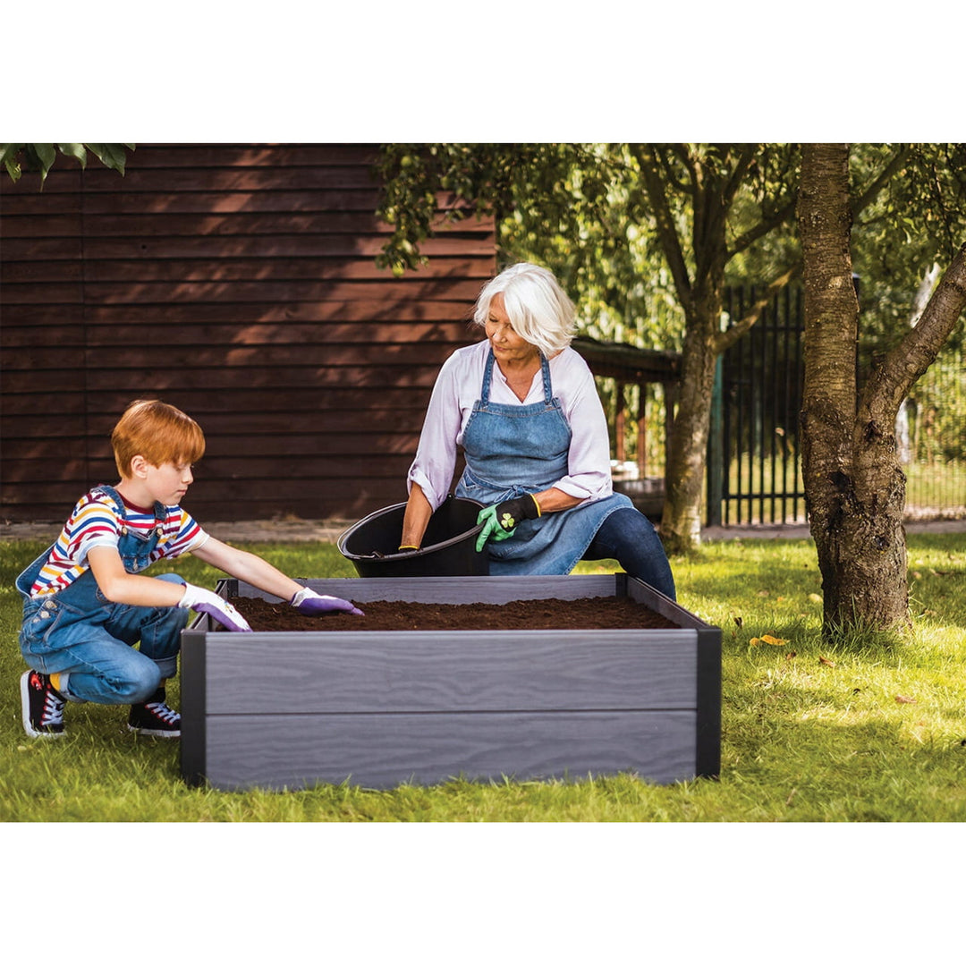 Keter Maple bordură de grădină, plastic, gri, dimensiuni 106x106x32 cm, rezistentă la intemperii, 249298