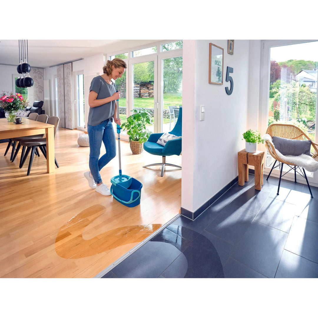 Set Clean Twist Leifheit, mop rotativ și găleată, lungime reglabilă a mânerului, capacitate găleată 6 l, capăt de curățare Micro duo, 52101
