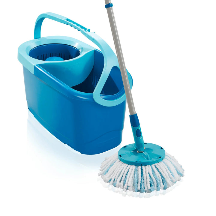 Set Clean Twist Leifheit, mop rotativ și găleată, lungime reglabilă a mânerului, capacitate găleată 6 l, capăt de curățare Micro duo, 52101