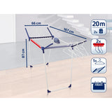 Leifheit Pegasus 200 Solid Comfort Uscător de rufe, lungime linie 20 m, picioare antiderapante, rezistent la intemperii, 2 cleme pentru rufe, 81516