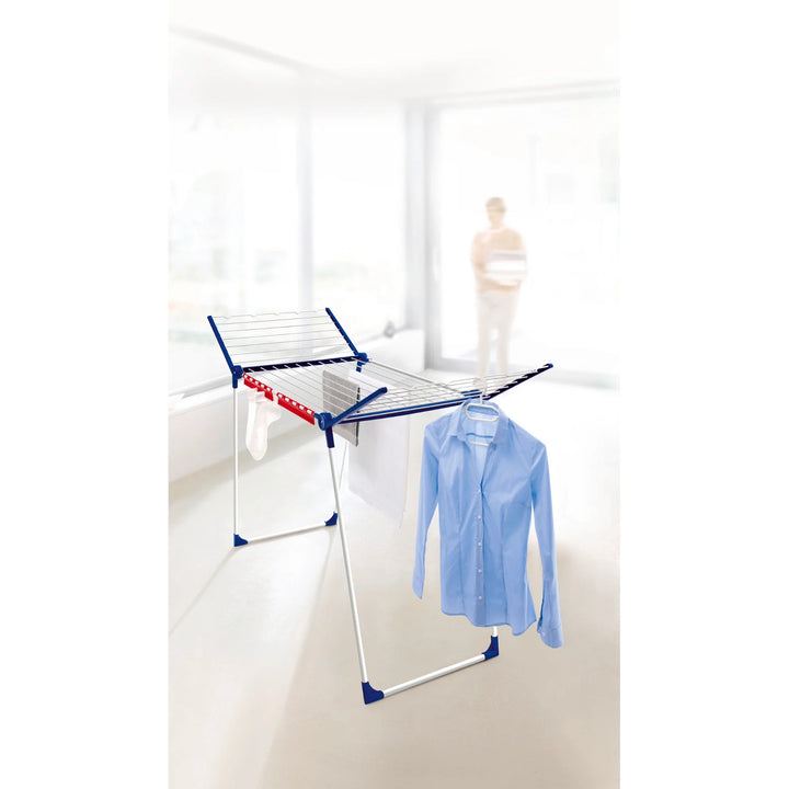 Leifheit Pegasus 200 Suport de uscare solid, lungime linie 20 m, picioare paralele stabile, rezistent la intemperii, 2 cleme pentru rufe, 81520