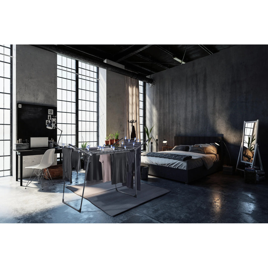 Leifheit Pegasus 180 Solid Black Uscător de rufe, lungime linie 18 m, picioare paralele stabile, rezistent la intemperii, 2 cleme pentru rufe, 81589