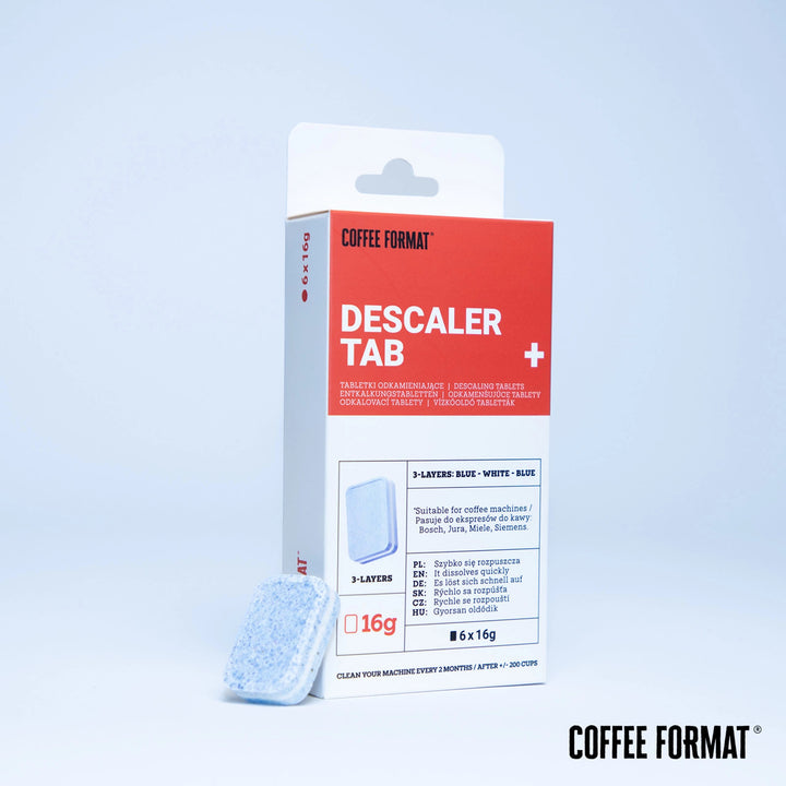 Tablete de decalcifiere pentru mașini de cafea, Coffee Format Descaler Tab+ 6x16g