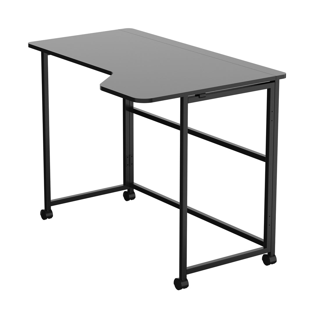 Birou pliabil Maclean, negru, mobil, 100x65 cm, max. 50 kg, în formă de L, MC-1250 L/B