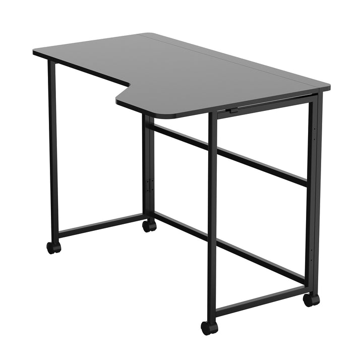 Birou pliabil Maclean, negru, mobil, 100x65 cm, max. 50 kg, în formă de L, MC-1250 L/B
