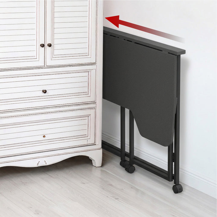 Birou pliabil Maclean, negru, mobil, 100x65 cm, max. 50 kg, în formă de L, MC-1250 L/B
