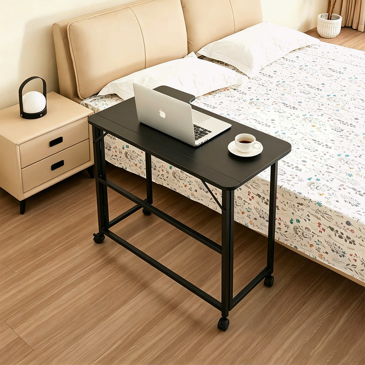 Birou pliabil Maclean, negru, mobil, 100x65 cm, max. 50 kg, în formă de L, MC-1250 L/B