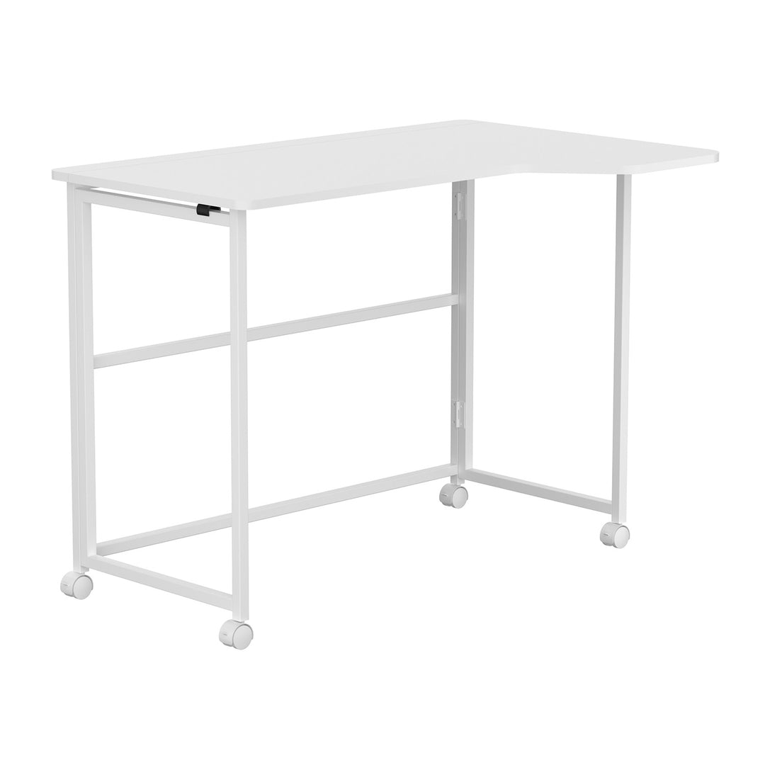 Birou pliabil Maclean, alb, mobil, 100x65 cm, max. 50 kg, în formă de L, MC-1250 L/W