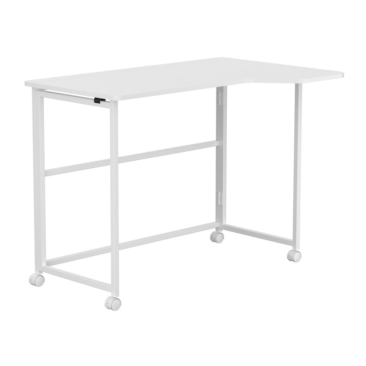 Birou pliabil Maclean, alb, mobil, 100x65 cm, max. 50 kg, în formă de L, MC-1250 L/W