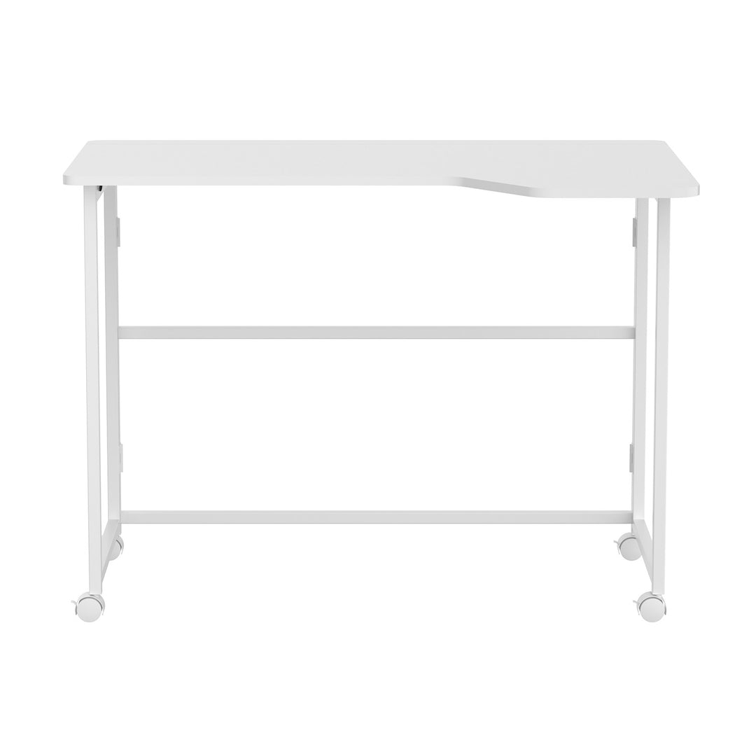 Birou pliabil Maclean, alb, mobil, 100x65 cm, max. 50 kg, în formă de L, MC-1250 L/W