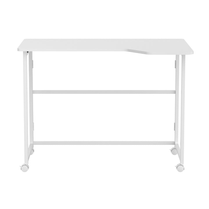 Birou pliabil Maclean, alb, mobil, 100x65 cm, max. 50 kg, în formă de L, MC-1250 L/W