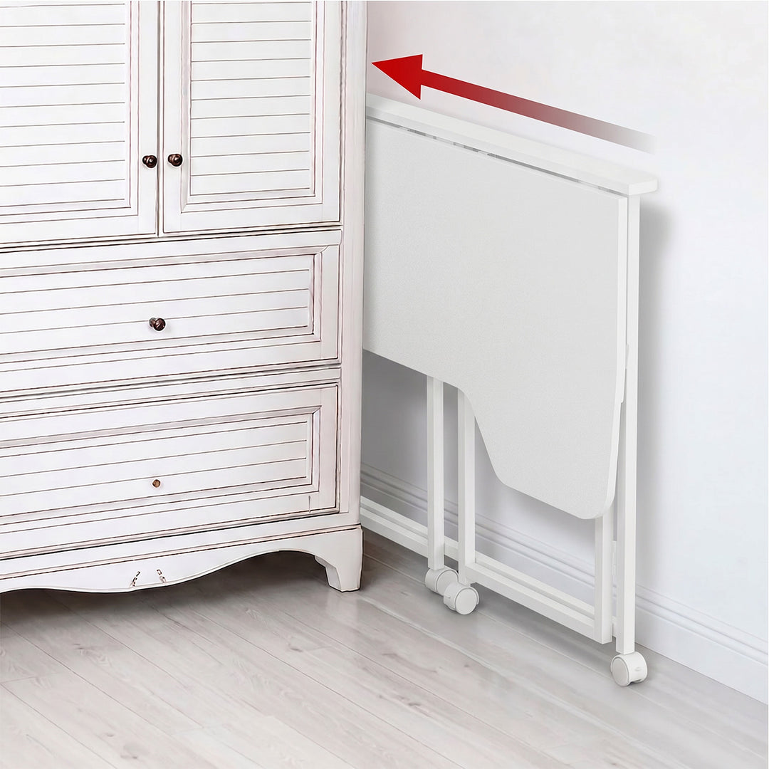 Birou pliabil Maclean, alb, mobil, 100x65 cm, max. 50 kg, în formă de L, MC-1250 L/W