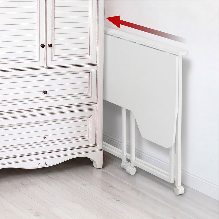 Birou pliabil Maclean, alb, mobil, 100x65 cm, max. 50 kg, în formă de L, MC-1250 L/W
