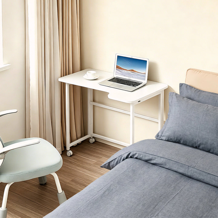 Birou pliabil Maclean, alb, mobil, 100x65 cm, max. 50 kg, în formă de L, MC-1250 L/W