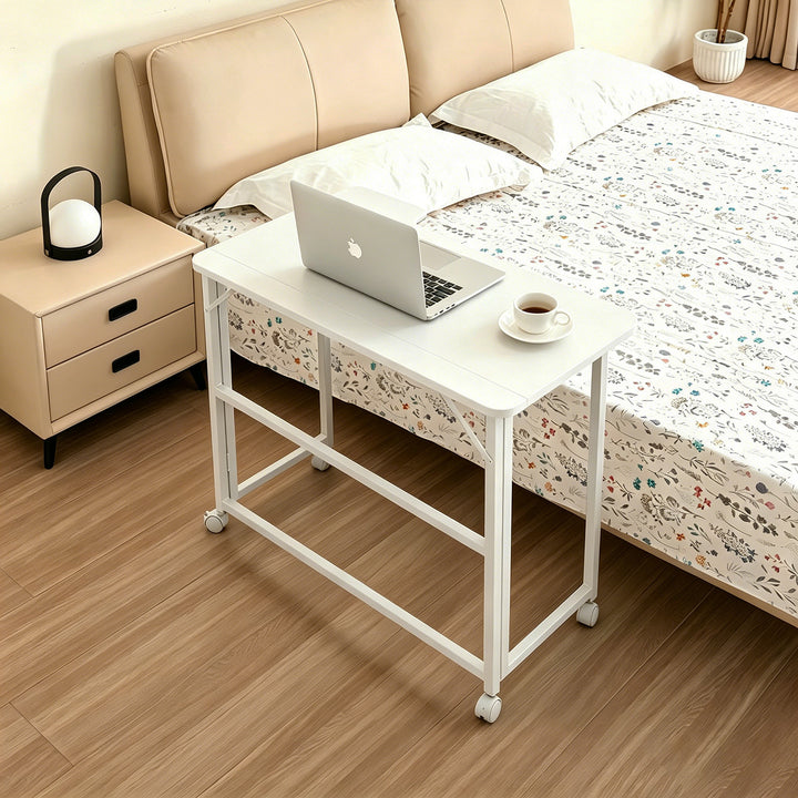 Birou pliabil Maclean, alb, mobil, 100x65 cm, max. 50 kg, în formă de L, MC-1250 L/W