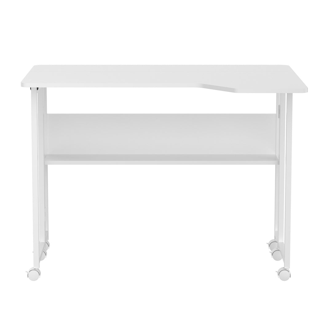 Birou/masă pliabilă Maclean, albă, mobilă, 100x73 cm, max. 50 kg, în formă de L, MC-126 L/W