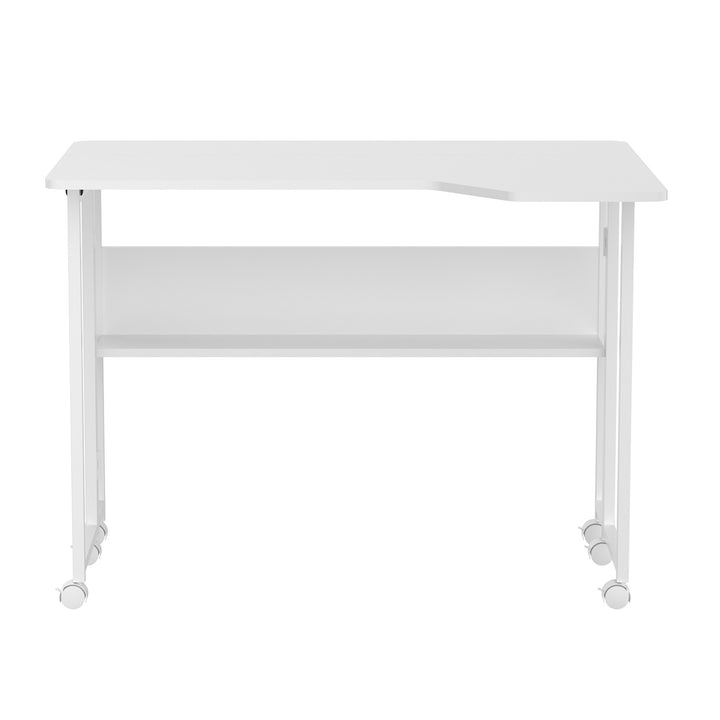 Birou/masă pliabilă Maclean, albă, mobilă, 100x73 cm, max. 50 kg, în formă de L, MC-126 L/W