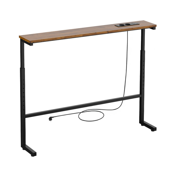Consolă / măsuță cu priză de încărcare Maclean, neagră, cu blat rustic, înălțime reglabilă 62-83 cm, greutate maximă 25 kg, cablu de 2,5 m, MC-140 B