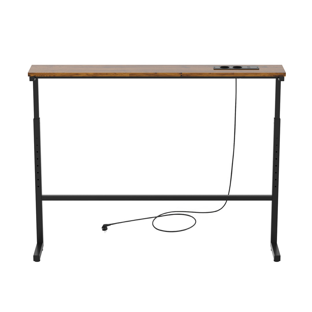 Consolă / măsuță cu priză de încărcare Maclean, neagră, cu blat rustic, înălțime reglabilă 62-83 cm, greutate maximă 25 kg, cablu de 2,5 m, MC-140 B