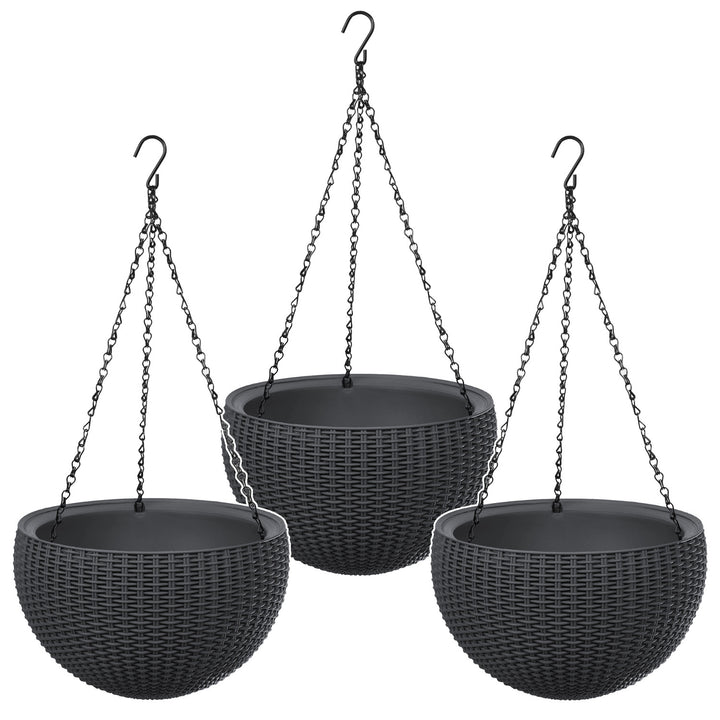 Ghiveci suspendat Keter Sphere Planter, culoare antracit, 3 bucăți