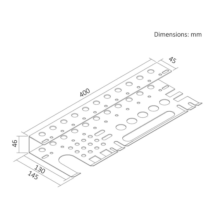 Organizator de perete / raft pentru scule Maclean, negru, dimensiuni 40x14,5x4,6 cm, max. 30 kg, MC-141