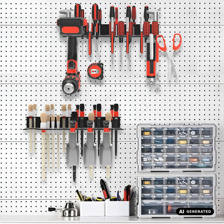 Organizator de perete / raft pentru scule Maclean, negru, dimensiuni 40x14,5x4,6 cm, max. 30 kg, MC-141