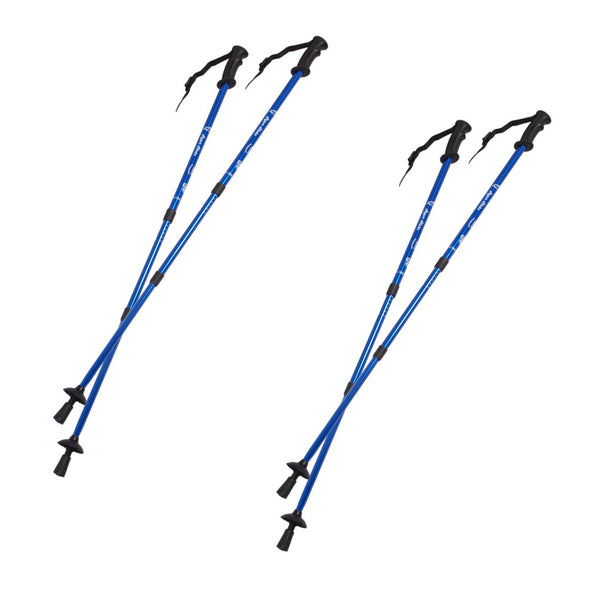 Bastoane telescopice de Nordic Walking din aluminiu, 65-135 cm, albastre, 2 perechi