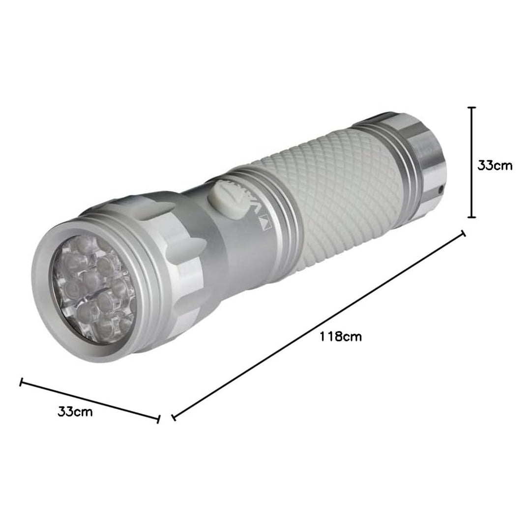 Lanternă portabilă UV LED 15638 din aluminiu, lungime de undă UV 395-400 nm, tehnologie Multi LED + baterii Varta incluse în set