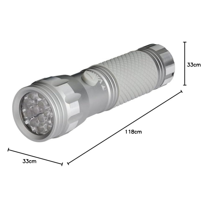 Lanternă portabilă UV LED 15638 din aluminiu, lungime de undă UV 395-400 nm, tehnologie Multi LED + baterii Varta incluse în set