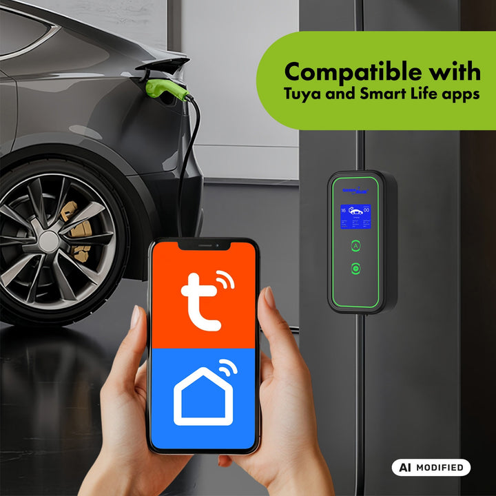 Încărcător pentru vehicule electrice (EV) / hibride plug-in (PHEV) GreenBlue, portabil, tip 2, lungime cablu 6,8 m, IP65, 11 kW, 220-380 V c.a. 50/60 Hz, 16 A, trifazic, GB1100