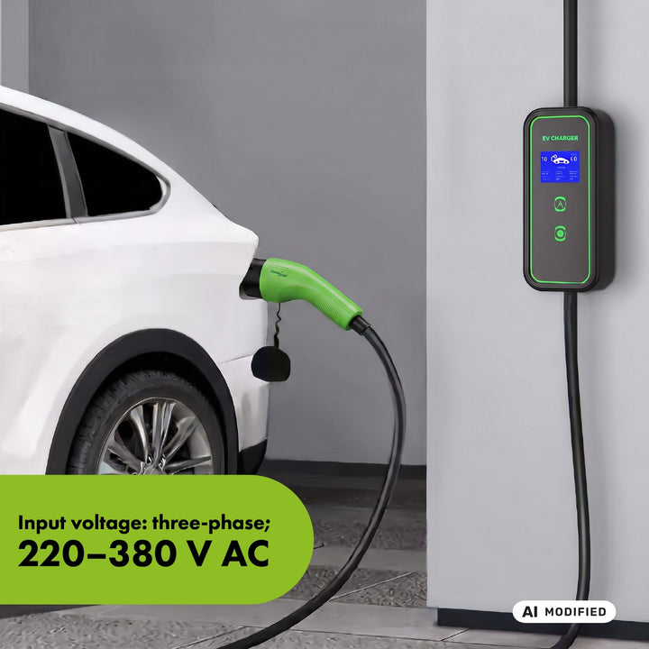 Încărcător pentru vehicule electrice (EV) / hibride plug-in (PHEV) GreenBlue, portabil, tip 2, lungime cablu 6,8 m, IP65, 11 kW, 220-380 V c.a. 50/60 Hz, 16 A, trifazic, GB1100