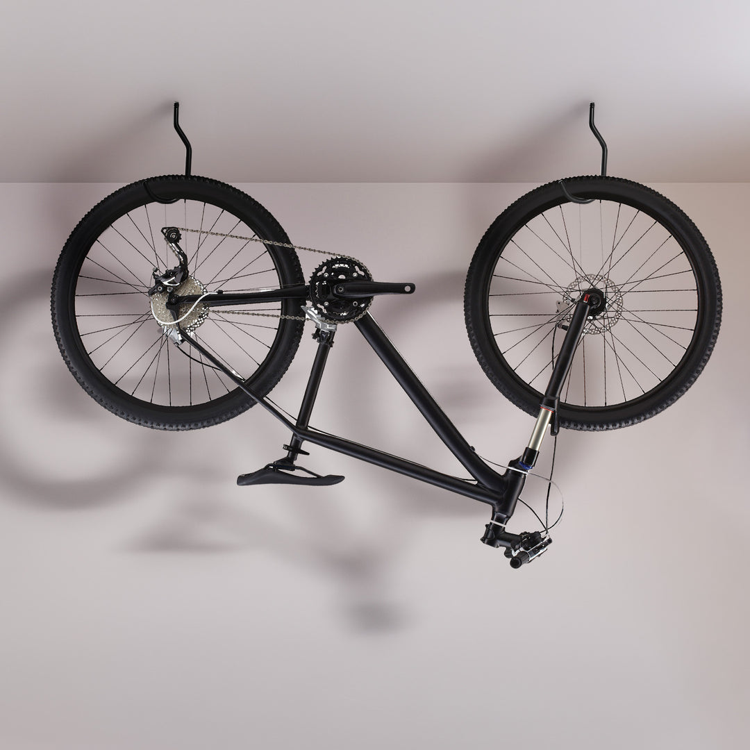 Set de 4 cârlige de tavan Maclean, pentru scară, bicicletă, furtun de grădină, din oțel, sarcină maximă 10 kg/cârlig, MC-485
