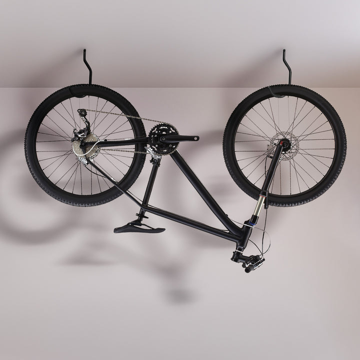 Set de 4 cârlige de tavan Maclean, pentru scară, bicicletă, furtun de grădină, din oțel, sarcină maximă 10 kg/cârlig, MC-485