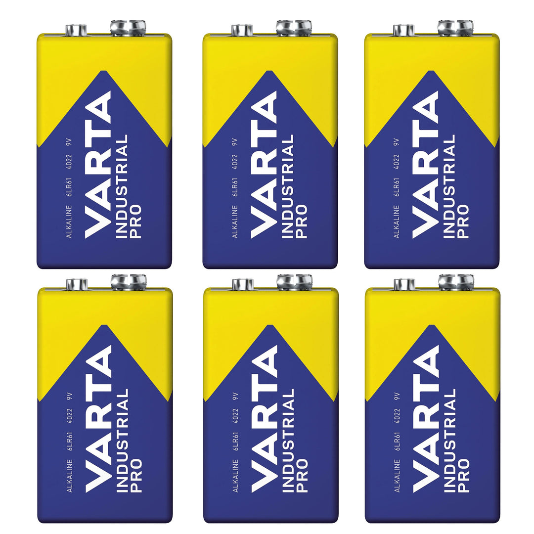 6 baterii R9V R-9 6LR61 9V R-9 alcaline Varta Industrial Pro
