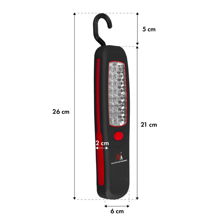 2 lămpi de atelier Maclean cu 24 de LED-uri, magnet, cârlig, MCE03 + 6 baterii R-06 R06 AA LR06 de 1,5 V VARTA Longlife Power